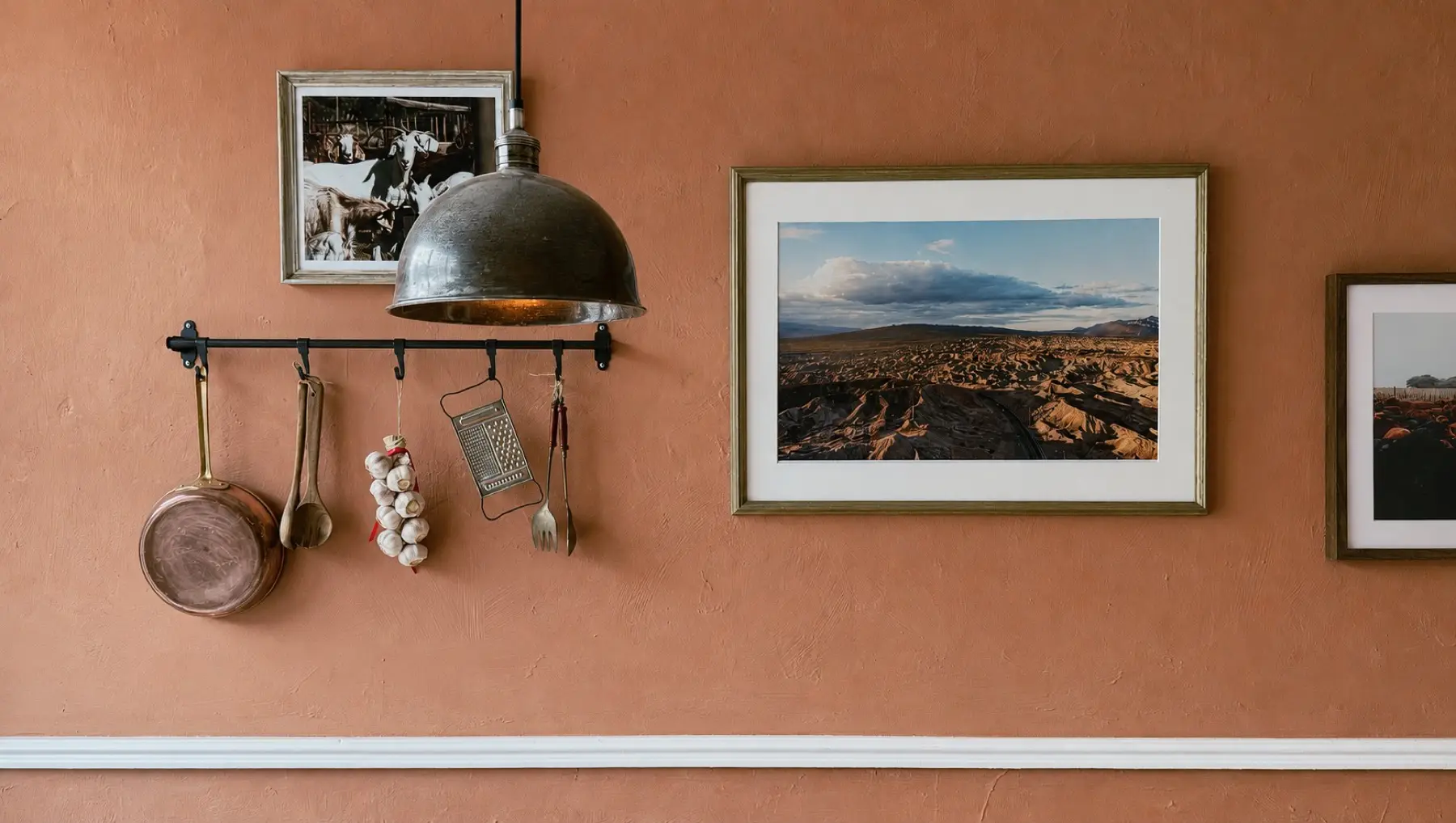 The textured wall inside the house